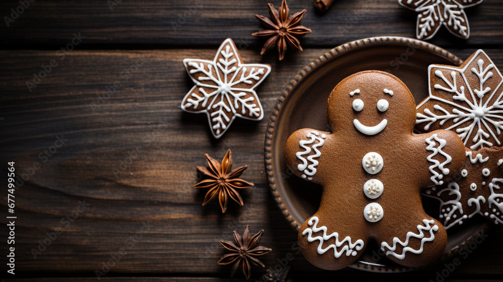 Fototapeta premium christmas gingerbread cookies HD 8K wallpaper Stock Photographic Image
