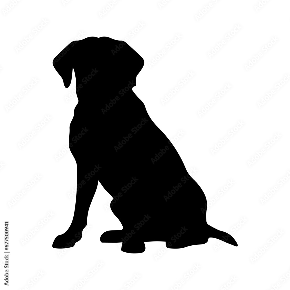 Sitting Labrador Retriever vector silhouette
