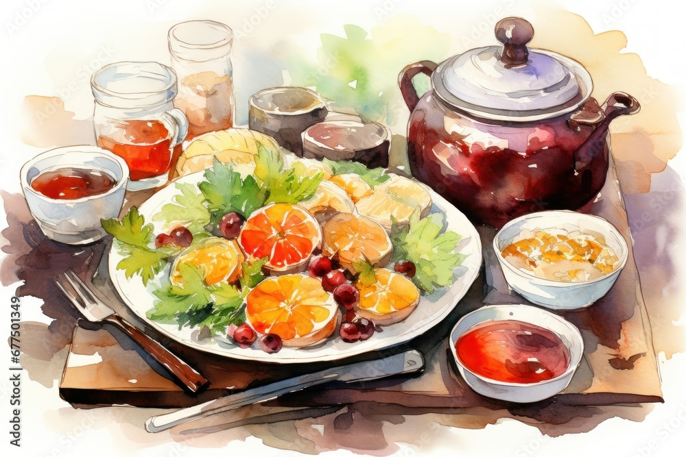 Food and Drink: Photograph winter-inspired dishes and beverages, such as hot soup, roasted chestnuts, or mulled wine. - Generative AI