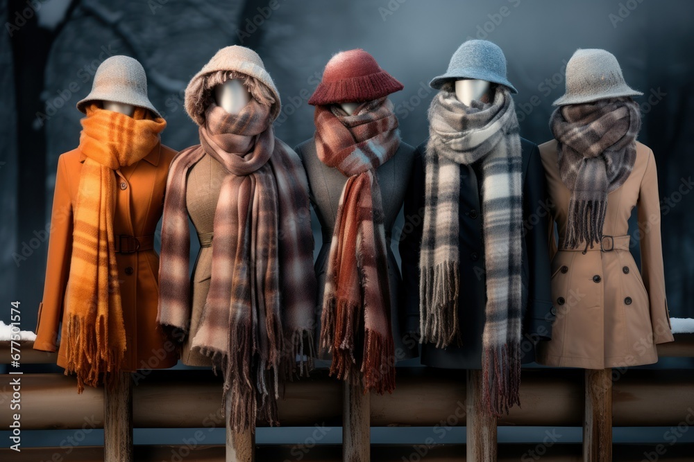 Winter Fashion: Showcase stylish winter attire, including scarves, hats, and coats. - Generative AI Winter Fashion: Showcase stylish winter attire, including scarves, hats, and coats. - Generative AI