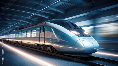 A Oblique view of a high-speed train on white isolated background.