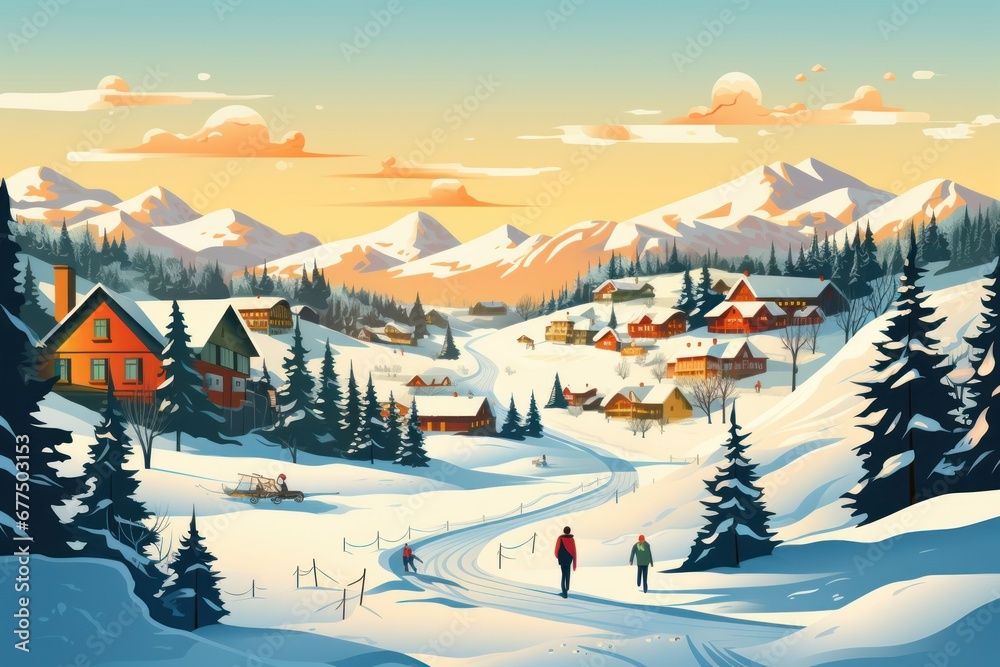 Ski Resorts: Showcase the excitement and picturesque scenes at ski resorts, including skiers and snowboarders in action. - Generative AI Ski Resorts: Showcase the excitement and picturesque scenes at ski resorts, including skiers and snowboarders in action. - Generative AI