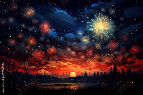 Fireworks  New Year s Eve fireworks or other winter celebrations can create stunning night sky photo opportunities. - Generative AI