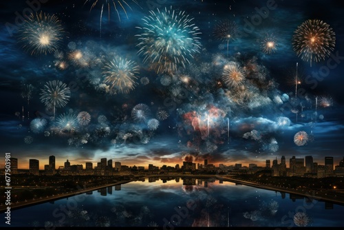 Fireworks: New Year's Eve fireworks or other winter celebrations can create stunning night sky photo opportunities. - Generative AI © Sidewaypics