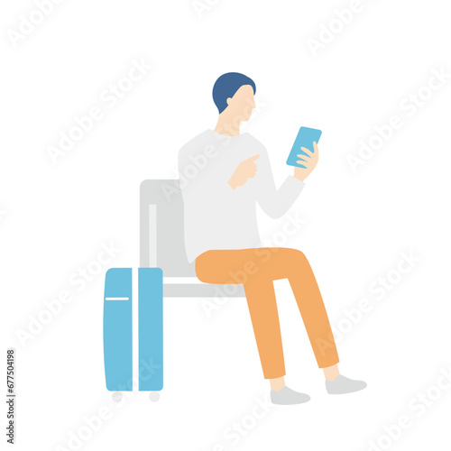 スマホで調べる男性観光客