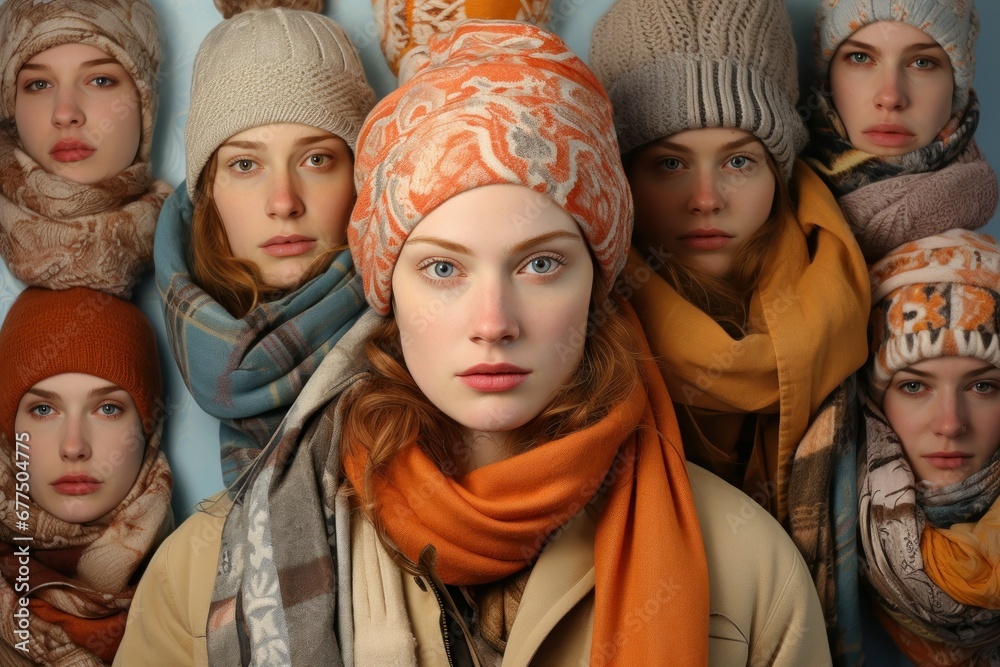 Winter Portraits: Take portraits of people bundled up in winter clothing, capturing their rosy cheeks and warm expressions. - Generative AI Winter Portraits: Take portraits of people bundled up in winter clothing, capturing their rosy cheeks and warm expressions. - Generative AI