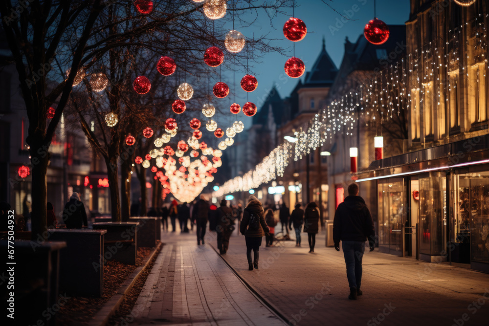 Straße weihnachtlich geschmückt