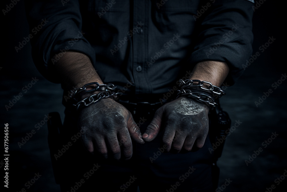 Handcuffs on dark background