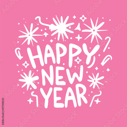 Happy new year 2024 design. With colorful truncated number illustrations. Premium vector design for poster, banner, greeting and new year 2024