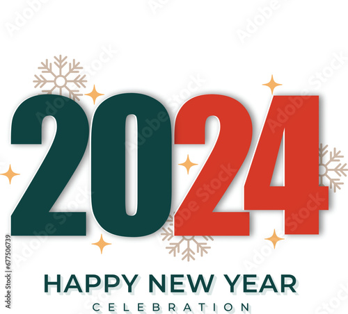 Happy new year 2024 design. With colorful truncated number illustrations. Premium vector design for poster, banner, greeting and new year 2024