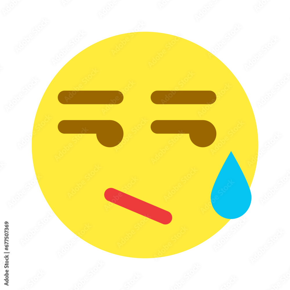 表情、気まずい、汗、焦るを表すカラースタイルのアイコン