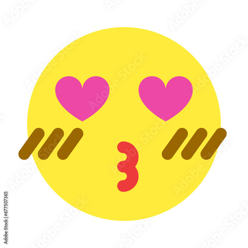 表情、好き、キス、ハートを表すカラースタイルのアイコン