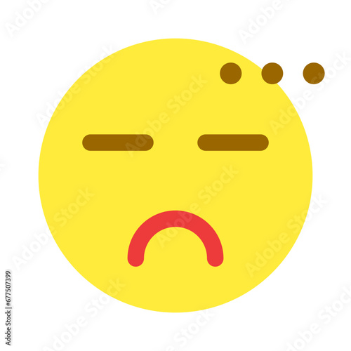 表情、無言、うーんを表すカラースタイルのアイコン