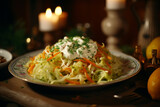 salad made of cabbage, carrot and parsley ready to be served, Made with organic ingredients, Shot with shallow depth of fiel