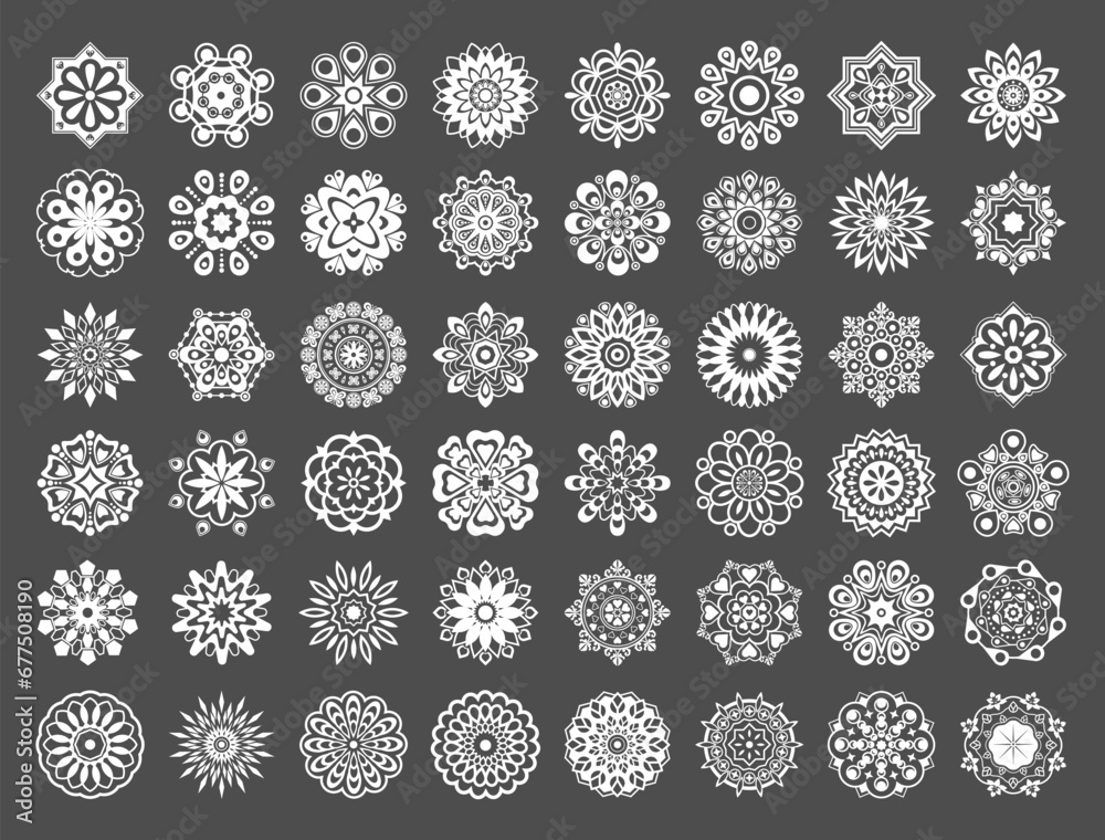 set of black and white decorative element with gray background set of black and white decorative element with gray background