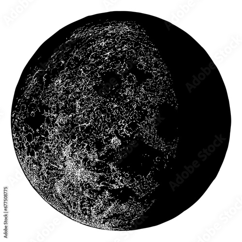 waning gibbous moon hand drawing vector isolated on background.