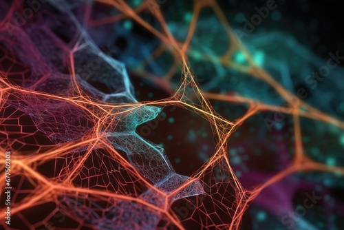 Nebula Neural Colorful Brain Cell Energy Connections, Brain Dots Pattern Neuronal Network, Vibrant Digital Art Microscopic Mycelium Membran, Colored DNA background and motley radiant medical Wallpaper