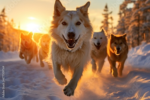 Sled Dogs  Document the power and beauty of sled dogs in action  especially in northern regions. - Generative AI