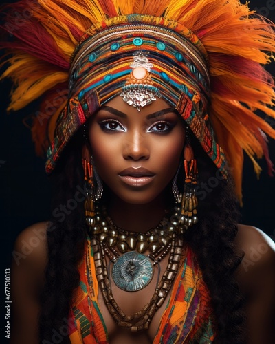 Stunning African woman with headdress and ethnic dress