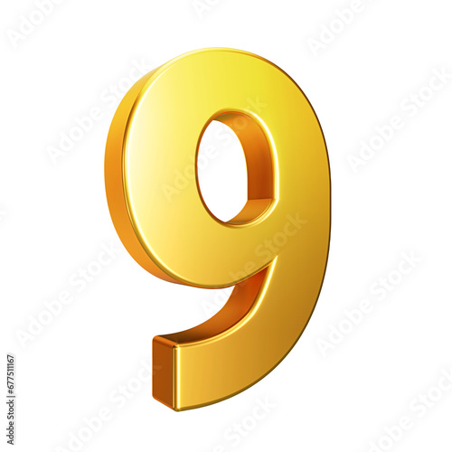 Alphabet. Golden 3d number isolated on a transparent background. 3d illustration. png. 
