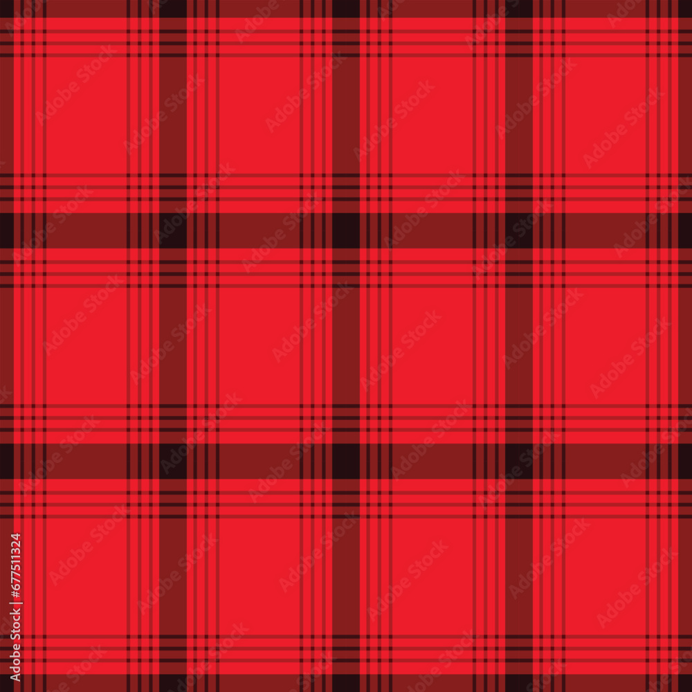 Obraz premium Japanese Red Plaid Vector Seamless Pattern