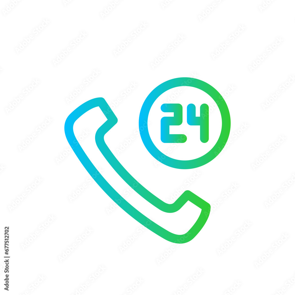 24 hours delivery services icon with blue and green gradient outline style. time, 24, clock, business, customer, hour, round. Vector Illustration 24 hours delivery services icon with blue and green gradient outline style. time, 24, clock, business, customer, hour, round. Vector Illustration