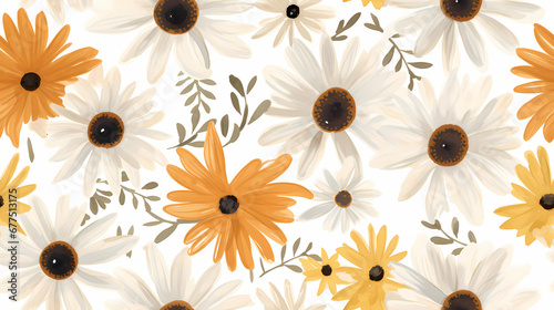Abstract Daisy seamless pattern © ginstudio