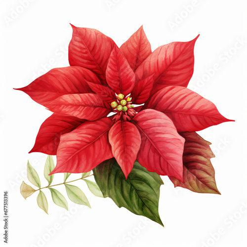 Poinsettia Flower Clipart isolated on white background