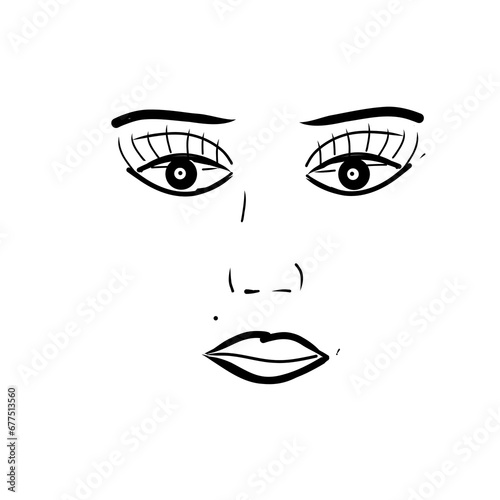 Sketch of a young woman on white background.