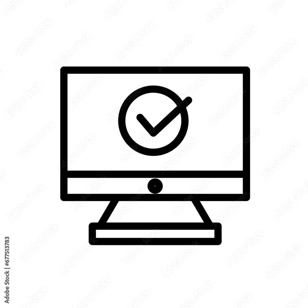 Check delivery services icon with black outline style. ok, yes, mark, tick, checkmark, choice, checklist. Vector illustration Check delivery services icon with black outline style. ok, yes, mark, tick, checkmark, choice, checklist. Vector illustration
