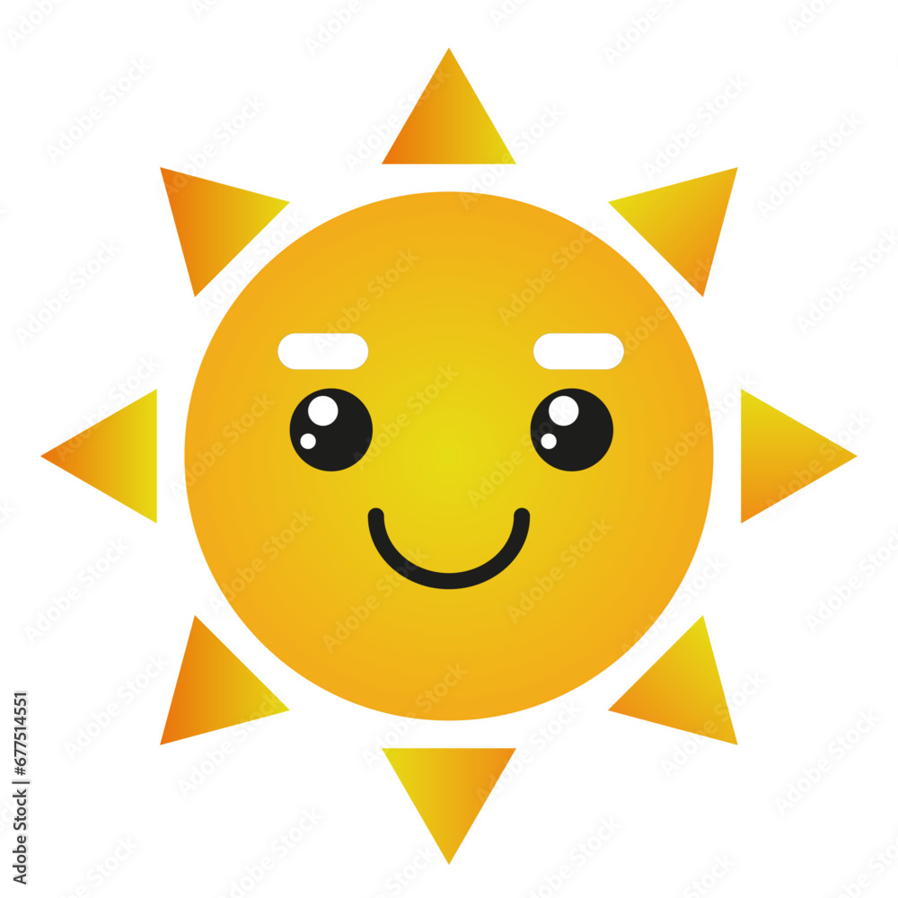 Vector cute cartoon  happy sun character 