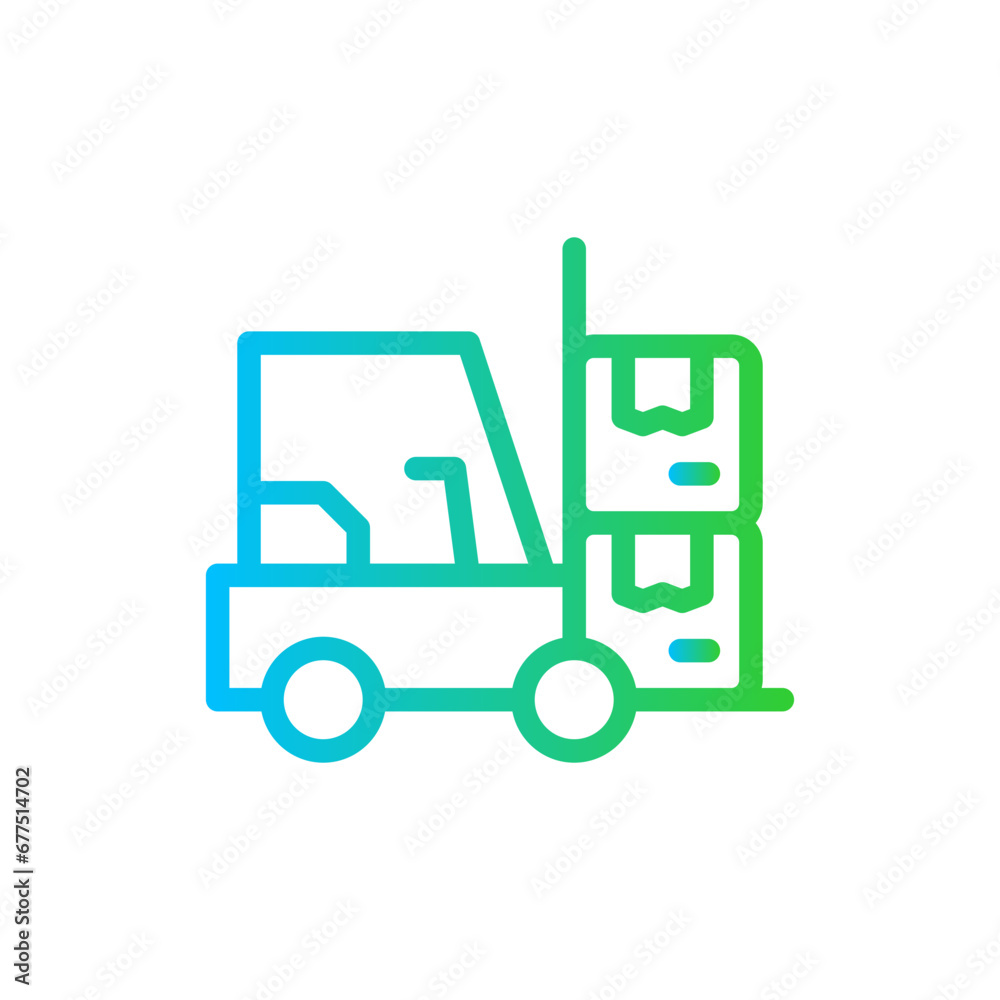 Forklift delivery delivery services icon with blue and green gradient outline style. delivery, transport, warehouse, transportation, truck, distribution, shipping. Vector Illustration
