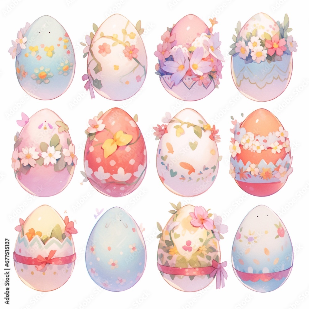 Ostereier Set in Aquarell, made by AI Ostereier Set in Aquarell, made by AI