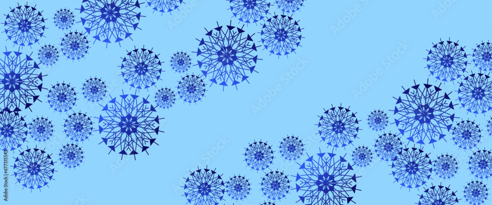 Blue and white vector snowflake banner