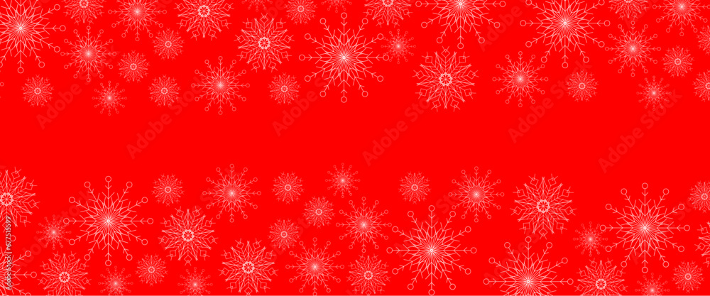 Red and white vector banner design winter and happy new year with snowflakes Red and white vector banner design winter and happy new year with snowflakes