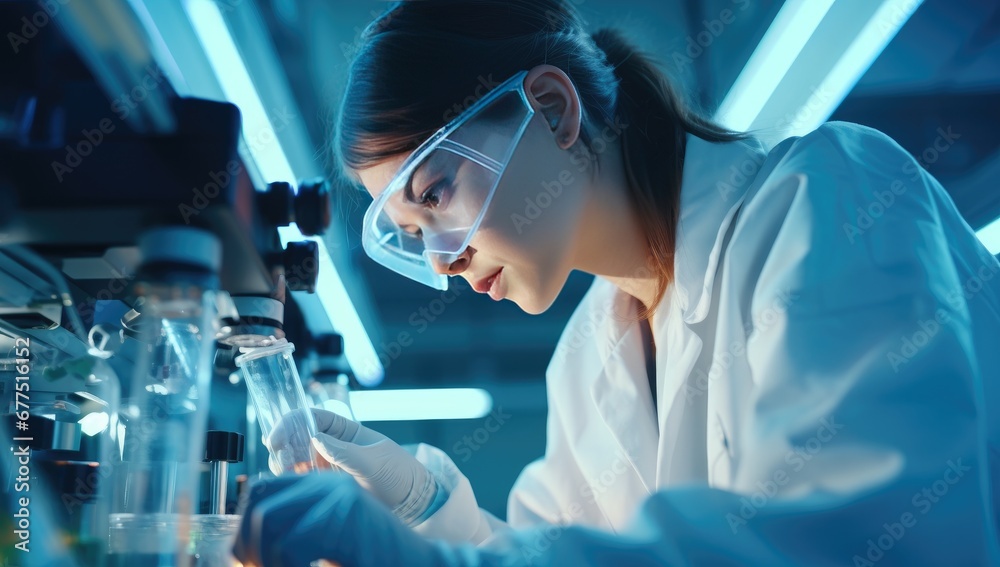 Woman wearing an outfit working in a laboratory. Woman wearing an outfit working in a laboratory.