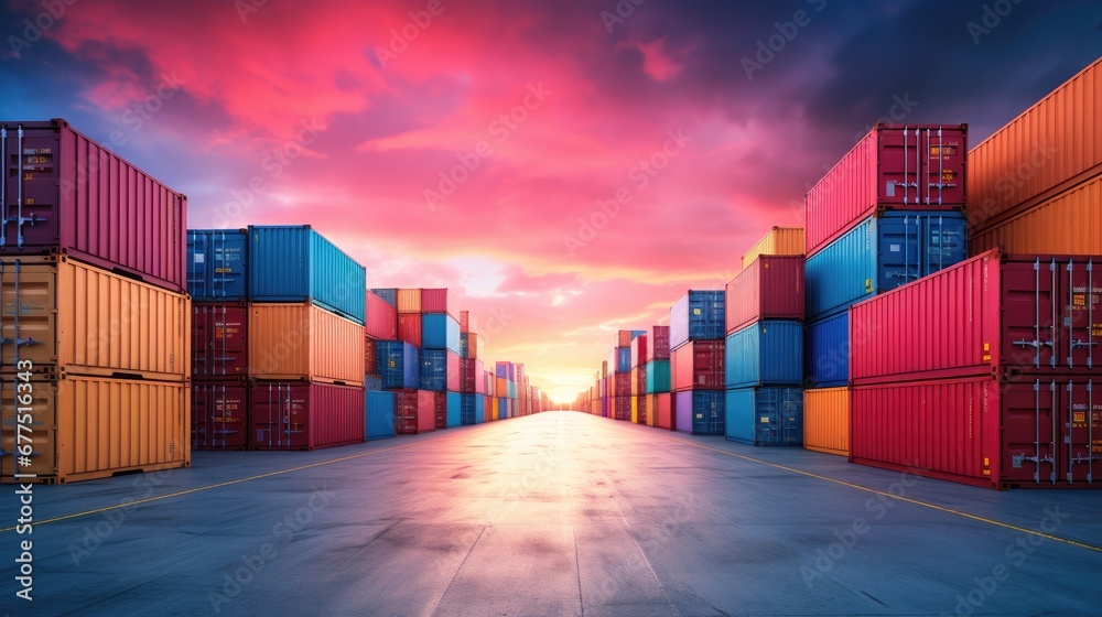 Fototapeta premium Containers box from Cargo freight ship for import export,logistic concept