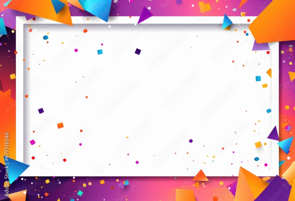 Colorful frame with colorful confetti and stars.