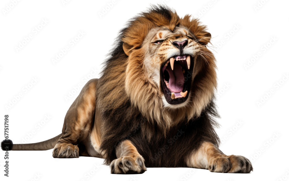 Majestic Lion's Mighty Roar On Isolated Background