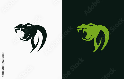 Snake pounce leaves leaf silhouette creative negative space vector logo design photo