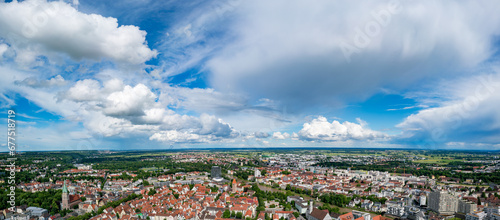 panorama of the German city of Ulm from a bird's eye view