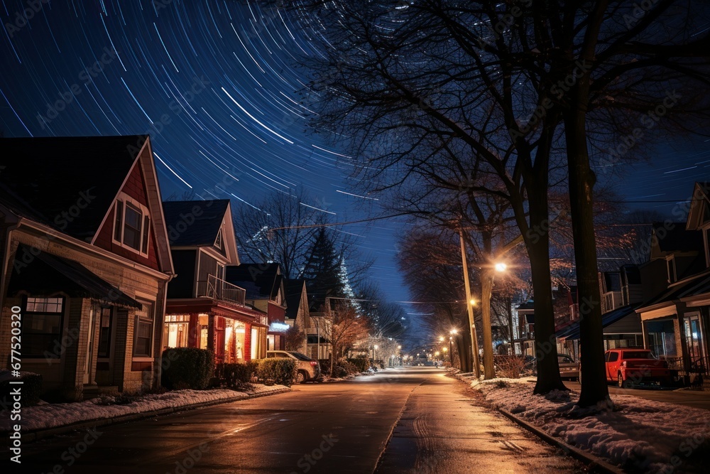 Starry Winter Nights: Long-exposure shots of the night sky in winter, highlighting stars, constellations, and the Milky Way. - Generative AI