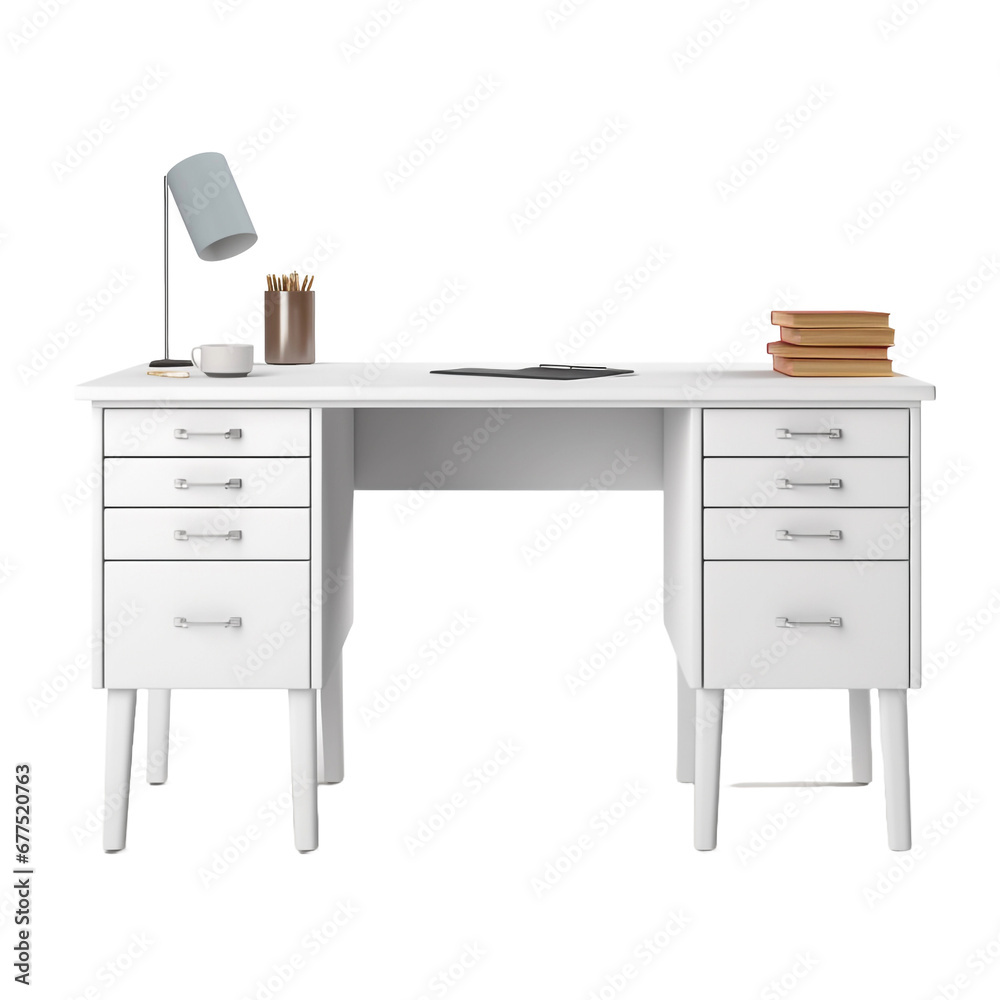 A table designed for writing or paperwork may have drawers isolated on transparent background A table designed for writing or paperwork may have drawers isolated on transparent background