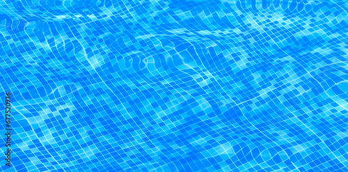 Blue ripped water in swimming pool background. Selective focus