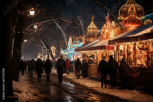 Winter Carnivals: Vibrant and lively scenes at winter festivals, complete with colorful costumes and activities. - Generative AI © Sidewaypics