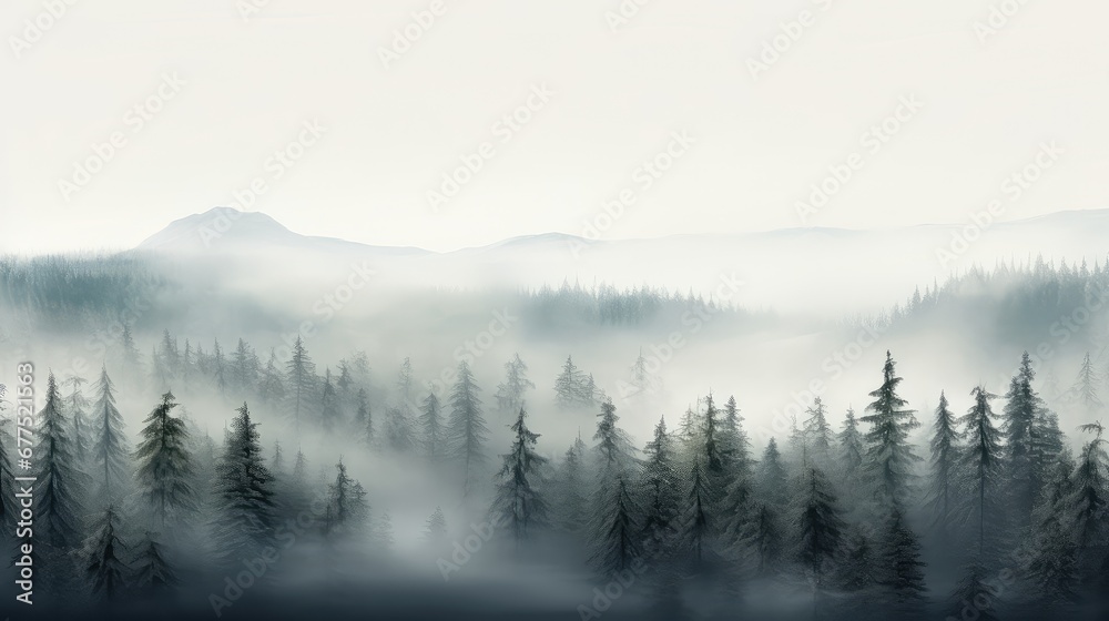 landscape scene fog panorama misty illustration sky mist, panoramic scenic, sunlight morning landscape scene fog panorama misty