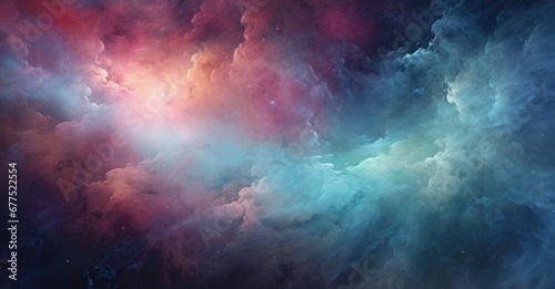 Night sky with stars. Universe filled with clouds, nebula and galaxy. Landscape with gradient blue and purple colorful cosmos with stardust and milky way. Magic color galaxy, space background