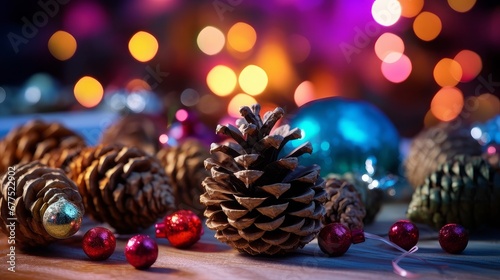 pine cones and Christmas tree