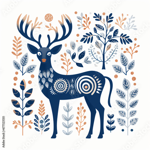 Scandia Reindeer Clipart isolated on white background