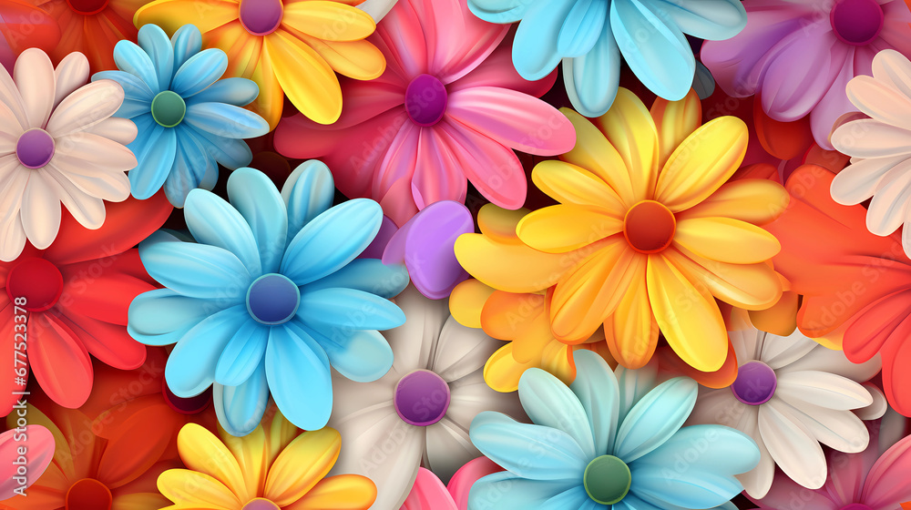 Whimsical Daisies in a Rainbow Gradient - obrazy, fototapety, plakaty 